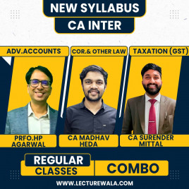 Prof. HP Agarwal Adv. Accounts, CA Madhav Heda Law, &amp; CA Surender Mittal GST Regular Combo Full Course For CA Inter