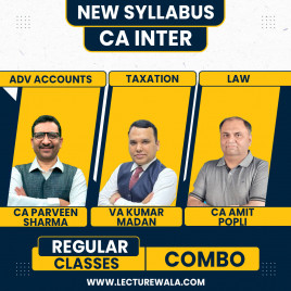CA Inter Adv.Acconting ,Law &amp;TAX Combo Regular Course (New Scheme) By CA Amit Popli ,CA Parveen Sharma &amp; CA Kumar Madan : Online Live classes.