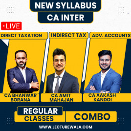 CA Inter Taxation and Adv. Accounts Regualr Batch By CA Bhanwar Borana &amp; CA Aakash Kandoi &amp; CA Amit Mahajan : live / Online Classes
