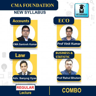 CMA Foundation Combo (Account + Eco + Law + Business & Stati. ) Regular Course : Video Lecture + Study Material By CA / CMA Santosh Kumar, Prof Vinit Kumar, Prof Rahul Bhutani, Advocate Sanyog Vyas (For Dec 2022 & June 2023)
