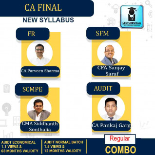 CA FINAL FR+SFM + Scmpe + Audit Economical Batch Or Audit Regular Batch Combo Regular Course By CA Parveen Sharma & CA Pankaj Garg & CFA Sanjay Saraf & CMA Siddhanth Sonthalia : Pen drive / online classes.