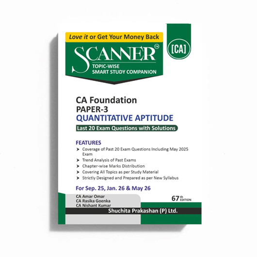 CA Foundation Quantative Apptitude Paper -3 Complete Package Study Material Attempt Wise by Scanner Adda :- Study Material