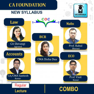 CA Foundation Combo (Account + Eco + Maths + Law + BCR) Regular Course : Video Lecture + Study Material By CA / CMA Santosh Kumar, Prof Vinit Kumar, Prof Rahul Bhutani, CA Shivangi Agarwal & CMA Disha Dua (For NOV 2022 & May 2023) 