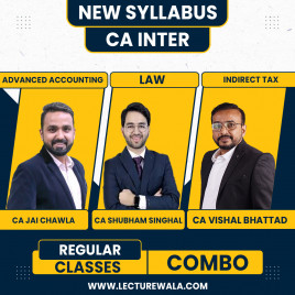 CA Inter New Syllabus Adv.Accounts + Law &amp; GST Combo Regualr Batch by CA Jai Chawla, CA Shubham Singhal, CA Vishal Bhattad