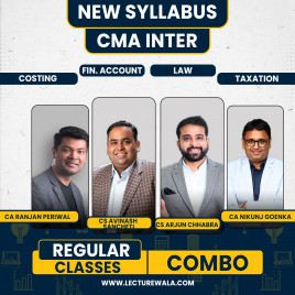CA Ranjan Periwal Cost Accounting &amp; CA Nikunj Goenka Taxation, CS LLM Arjun Chhabra Law &amp; CA CS Avinash Sancheti Fin. Account RegularBatch Combo For CMA Inter 